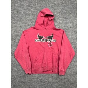 Jerzees iLoveKickboxing Graphic Hoodie Red Medium Boxing Gym Sweatshirt